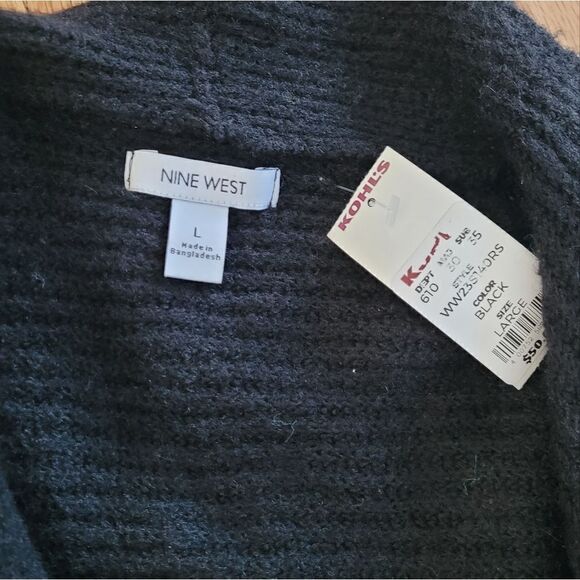 NWT Nine West Wool Blend Large Drapey Rib Cardigan Black - Picture 4 of 6